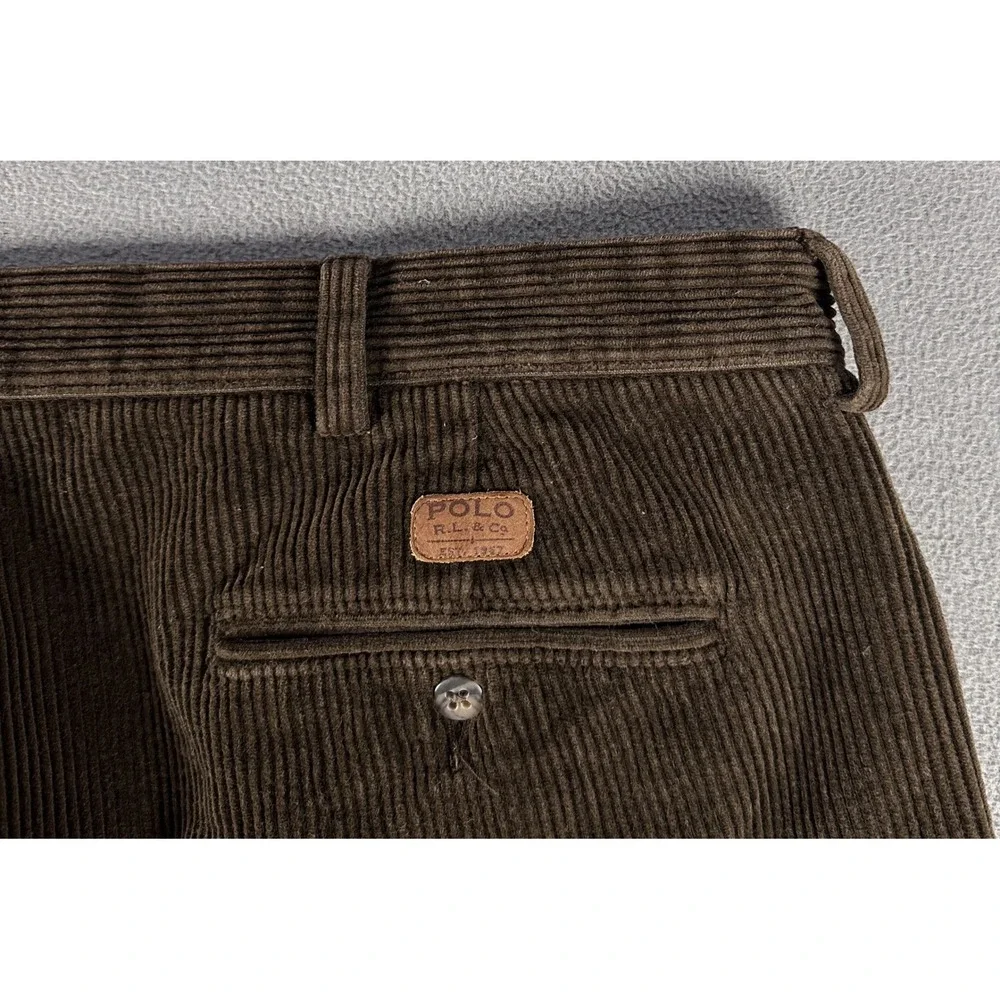 Polo Ralph Lauren Pants Mens 40x30 Brown Andrew Pleated Corduroy Old Money Prep